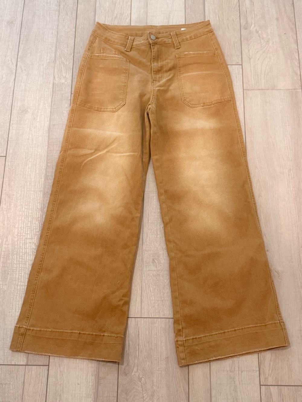 High Rise Ankle Wide Leg Jeans in Travertino featuring a relaxed wide-leg fit